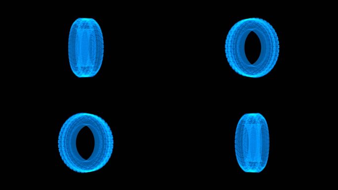 蓝色线框全息科技橡胶轮胎素材带通道