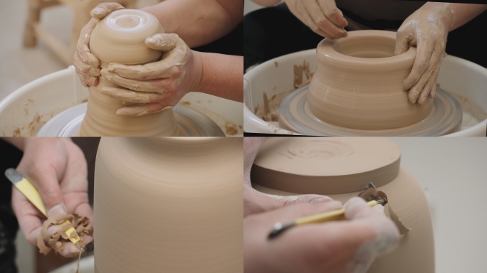 陶瓷制作工匠拉坯修坯