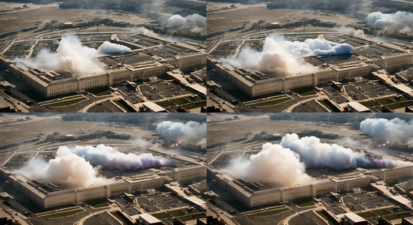 工厂大楼爆炸烟雾