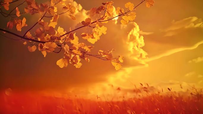 黄色树叶 唯美 夕阳 暖色 温暖