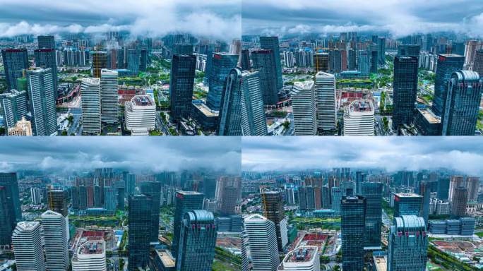 佛山延时 金融高新区城市云海延时摄影素材