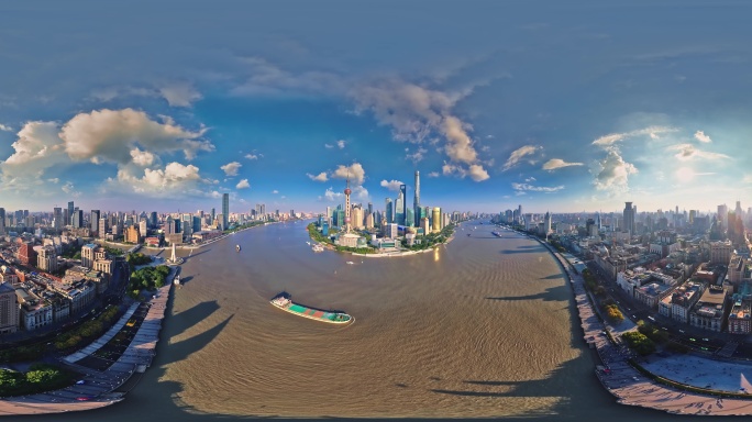上海城市陆家嘴东方明珠360VR全景航拍