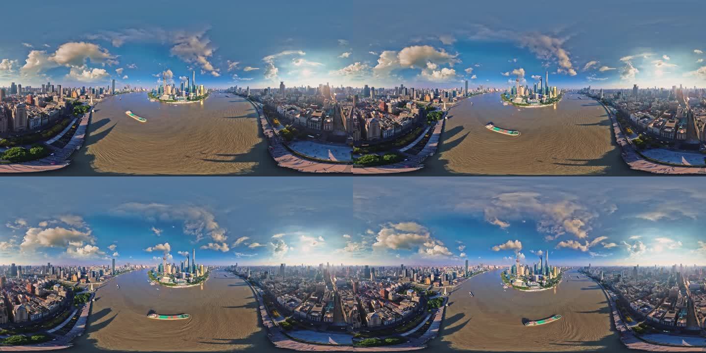 上海城市陆家嘴东方明珠360VR全景航拍