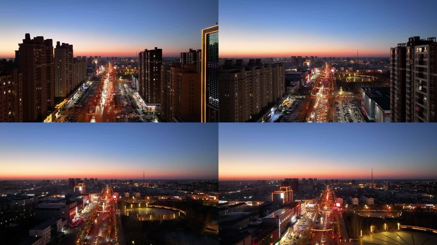 河北东光县夜景航拍4K素材