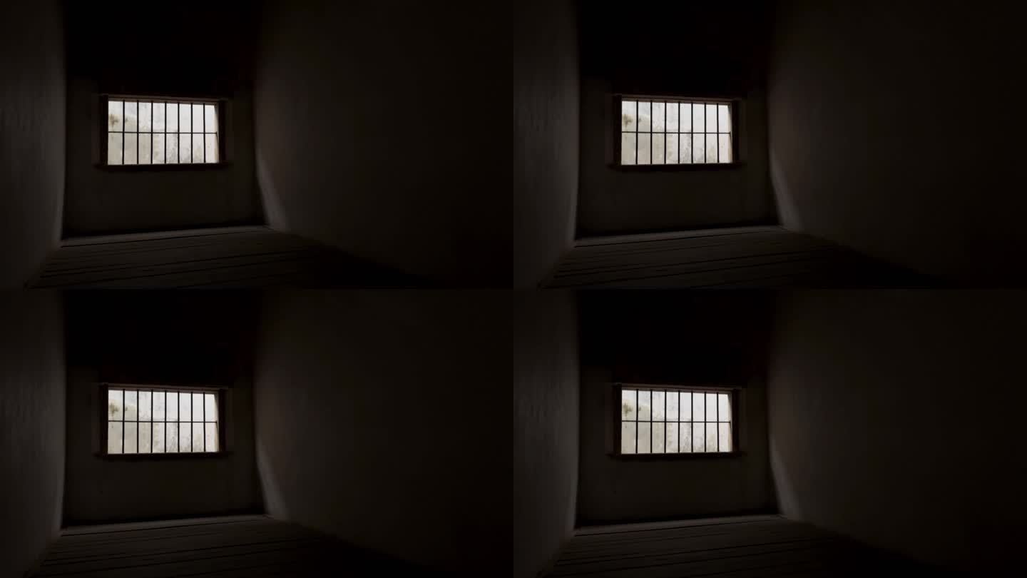 监狱牢房微弱光线铁窗复原场景4K