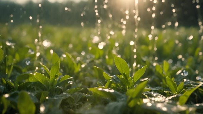 阳光 雨露水滴 谷雨 植物