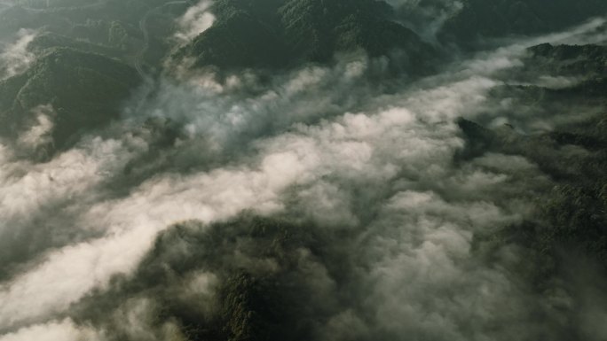 航拍大山大河壮丽山河森林云海