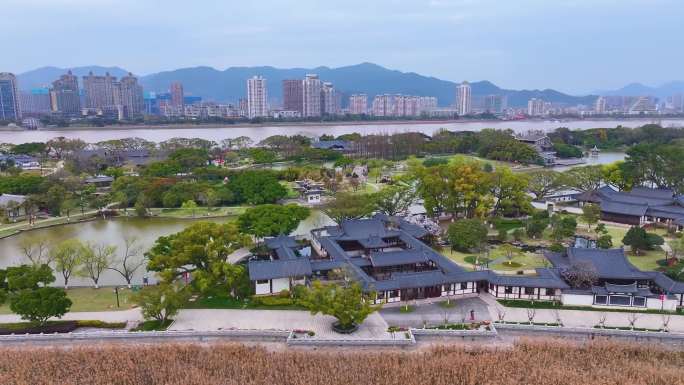 温州市鹿城区江心屿公园航拍风景景区景点浙