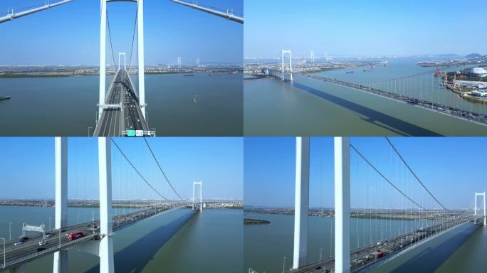 广州南沙大桥车流多角度4K60帧高清