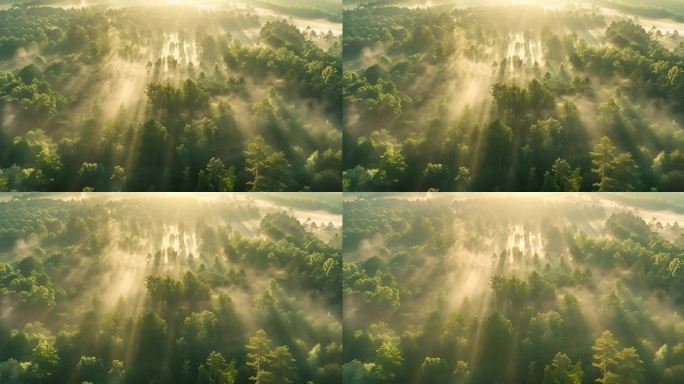 森林阳光 森林 树林 雾气 雾气弥漫