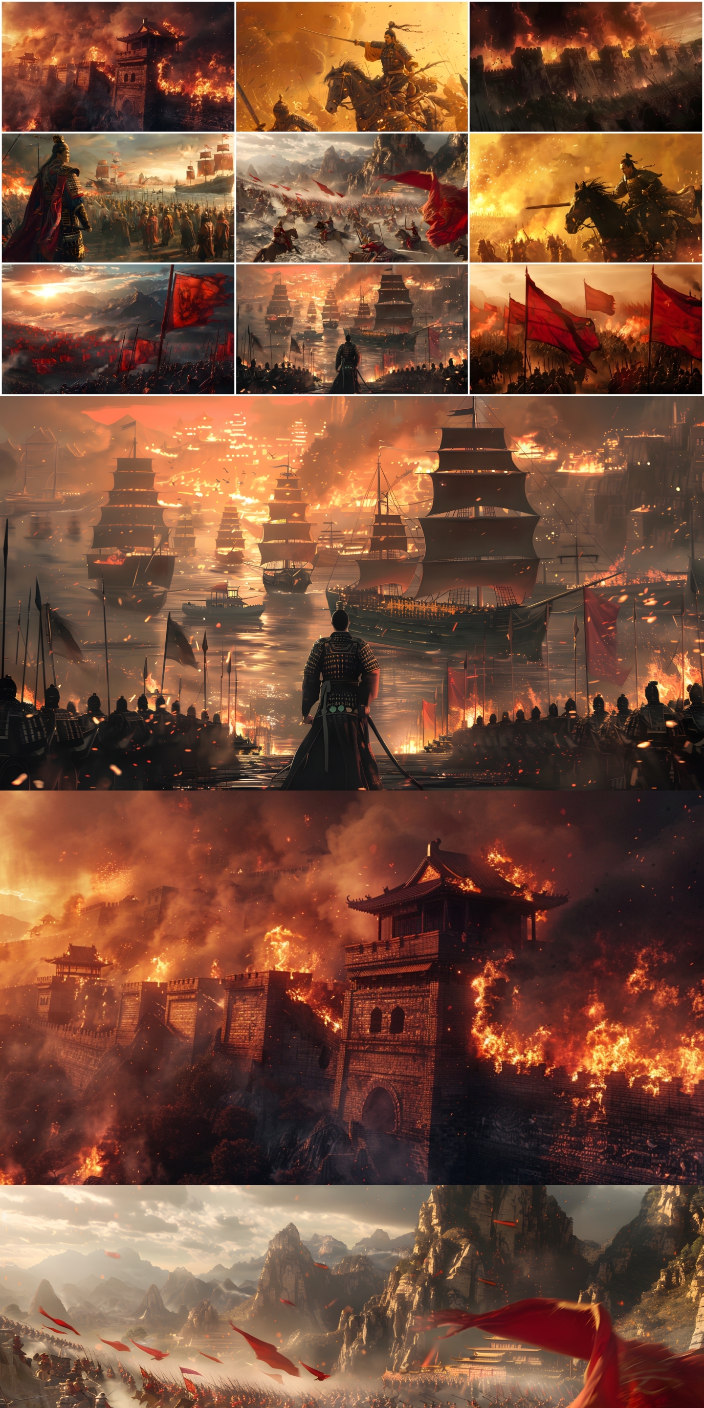 中国古代战场战争战火千军万马攻城战船对决