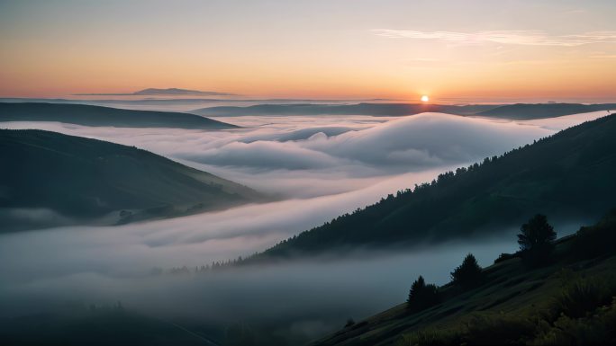 云海山巅云端风景山河山水画卷