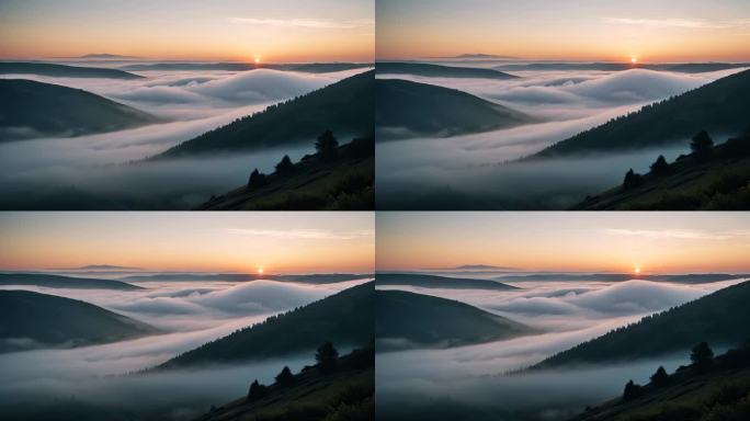 云海山巅云端风景山河山水画卷