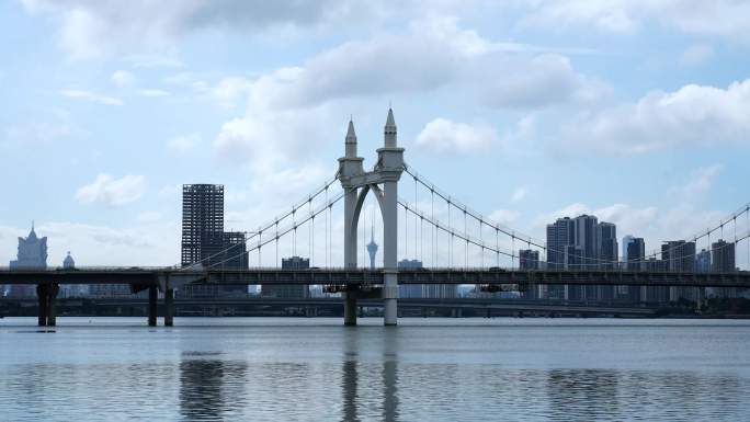 珠海白石桥延时城市建筑风光阴天转晴天