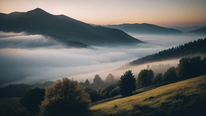 云海山巅云端风景山河山水画卷