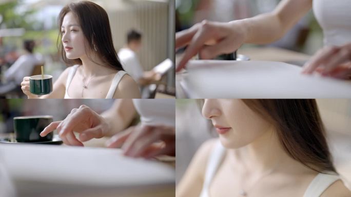 美女喝咖啡、看书、下午茶 享受美好时光