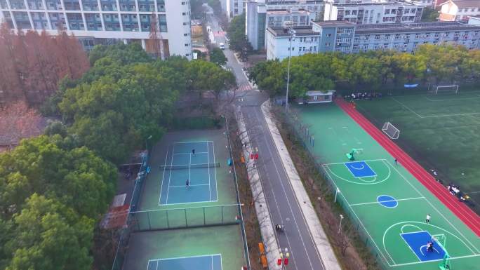 上海杨浦区同济大学本部航拍校园风景风光