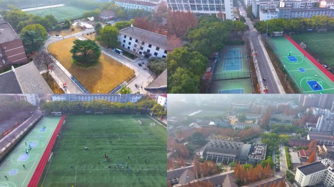 上海杨浦区同济大学本部航拍校园风景风光