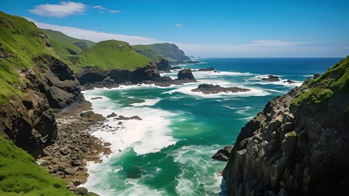 海浪潮水峡谷大自然风光