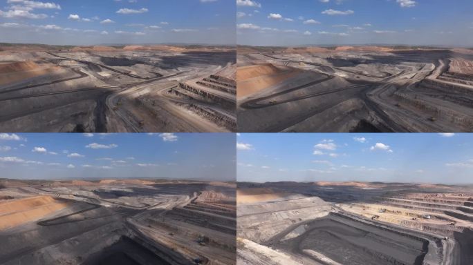 露天矿山 煤矿开采作业航拍延时拍摄