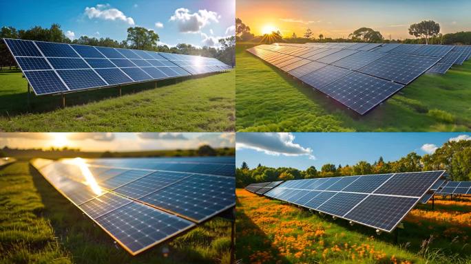 光伏太阳能板清洁能源新能源发电ai素材原