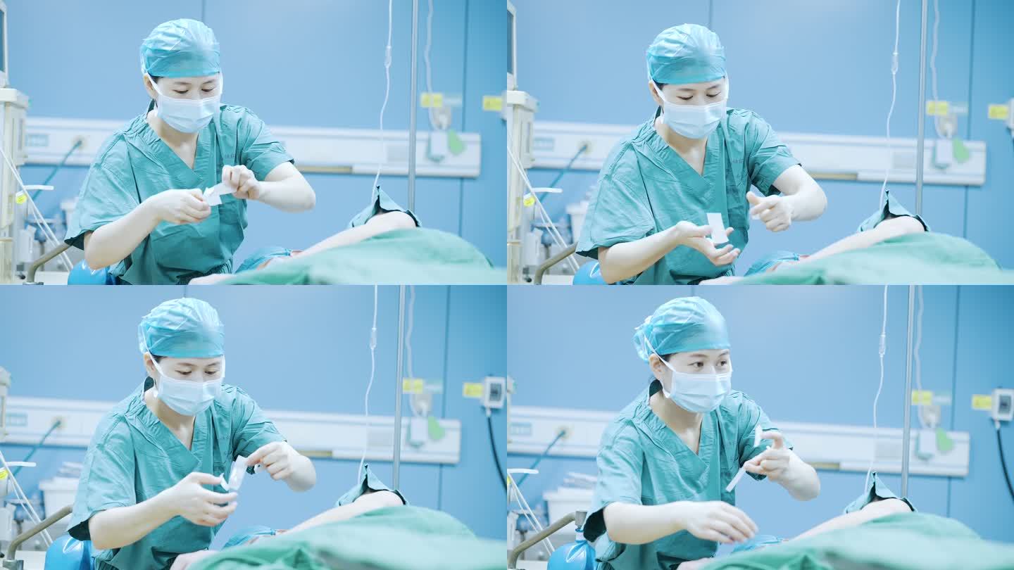 手术室的医生在做术前准备