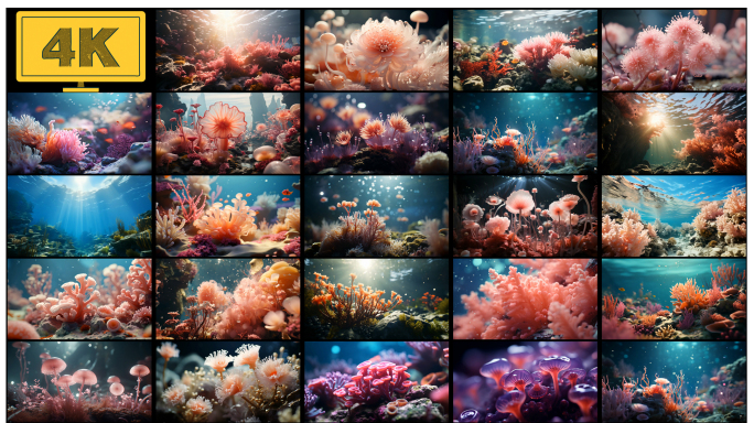 (素材包)4K分辨率24个海底场景素材
