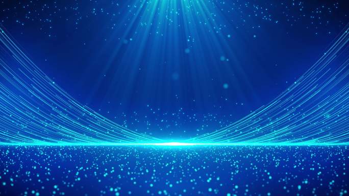 4k蓝色粒子光线科技背景循环