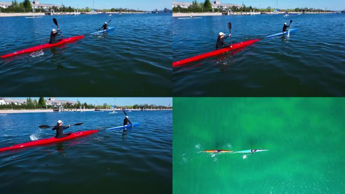 单人皮划艇 赛艇比赛 水上运动