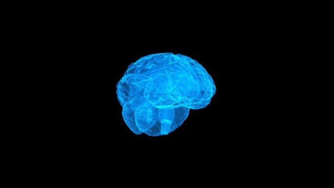 蓝色科技线条全息大脑透明通道素材