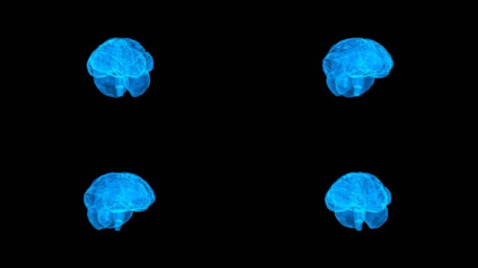 蓝色科技线条全息大脑透明通道素材