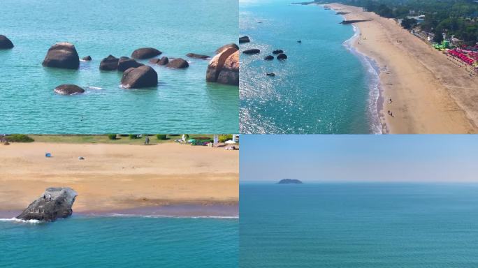 东海大海海边海水海浪沙滩海滩航拍风景唯美