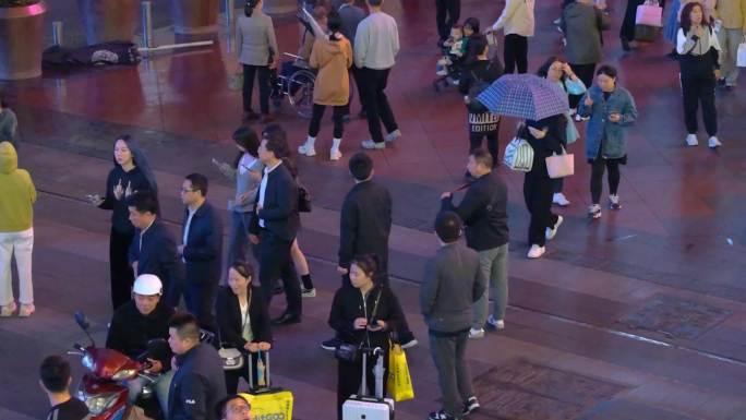 长沙黄兴广场五一广场夜晚夜景人流游客长沙