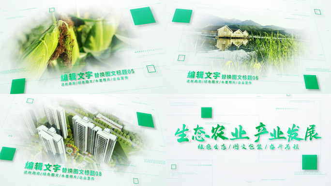 清新绿色图文包装农业生态单张水墨照片片头