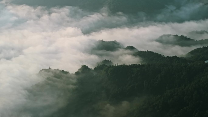 航拍大山大河壮丽山河森林云海