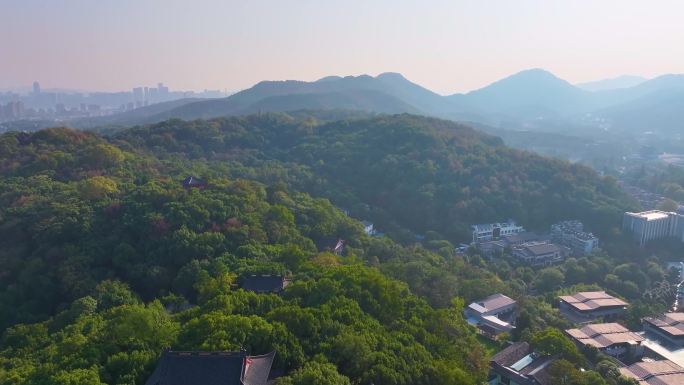 杭州城隍阁景区航拍上城区风景风光视频素材