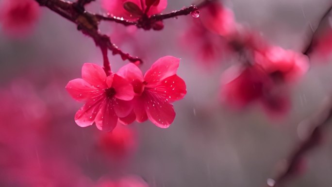 盛开的红梅花