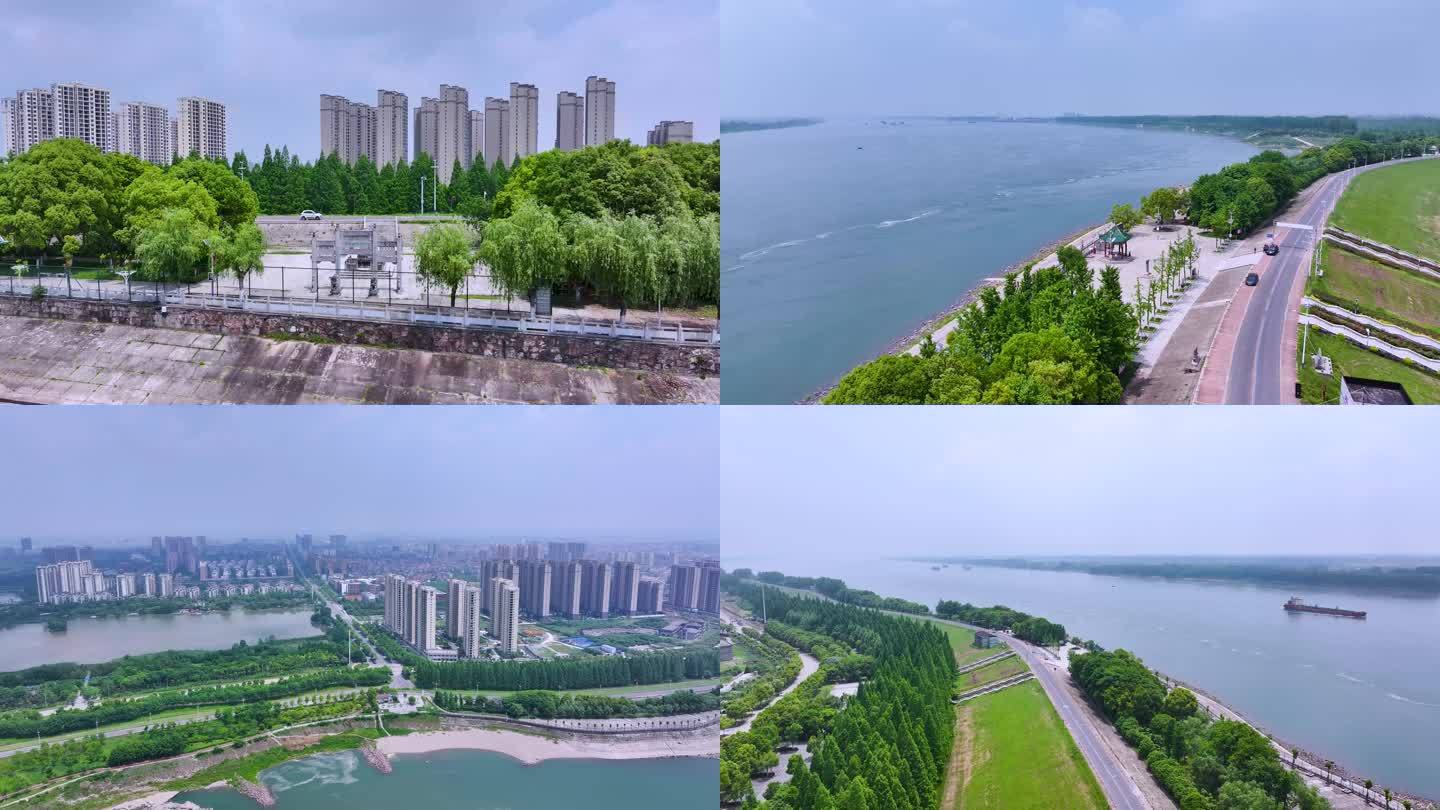 长江生态修复 长江大保护  江陵航拍