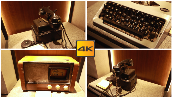 老式电话 欧利文打字机 二管电子管收音机