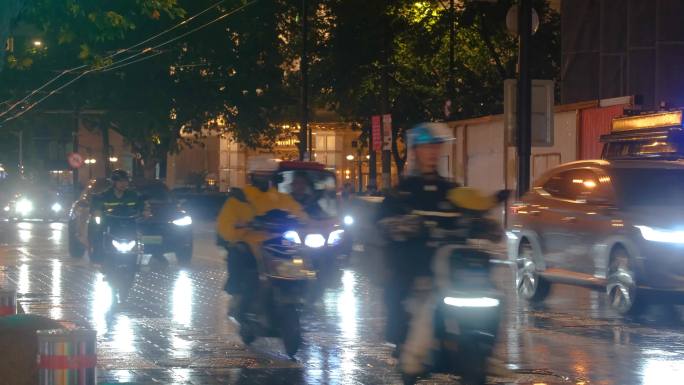 夜晚城市街道街头人流行人街景夜景逛街素材