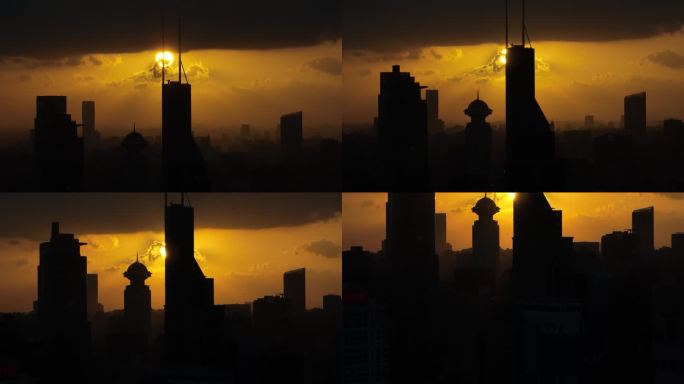 上海K11大厦新天地航拍日落