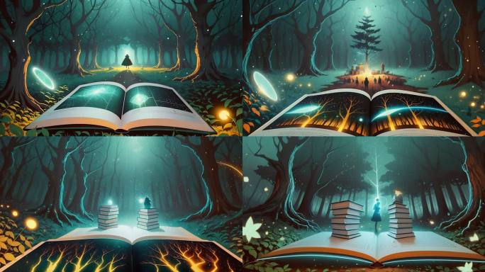 AI演绎树林中的魔法书