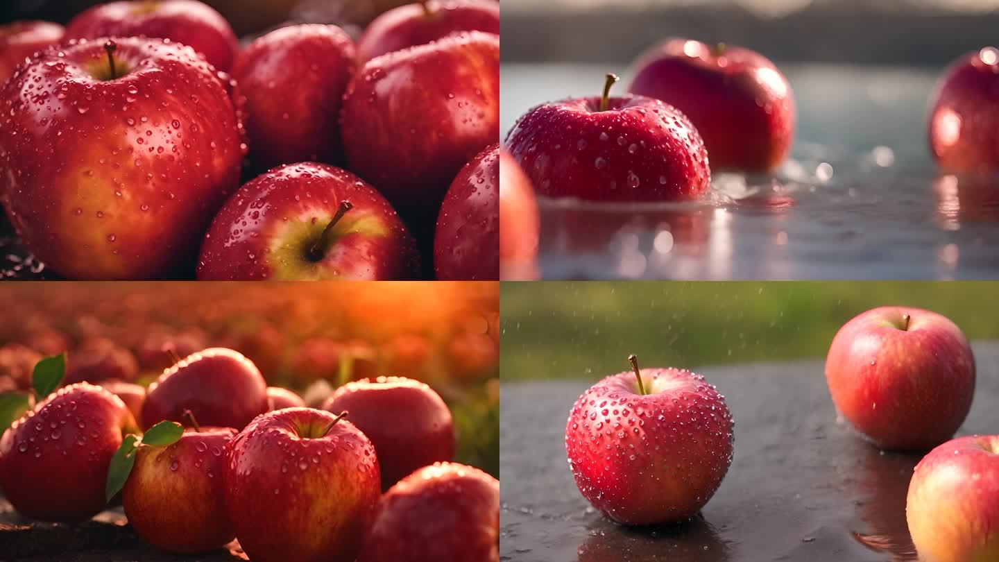 水滴滴在苹果上