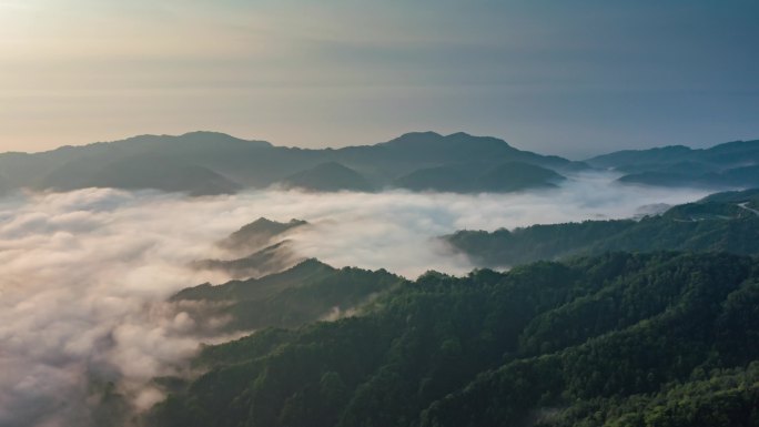 航拍大山大河壮丽山河森林云海