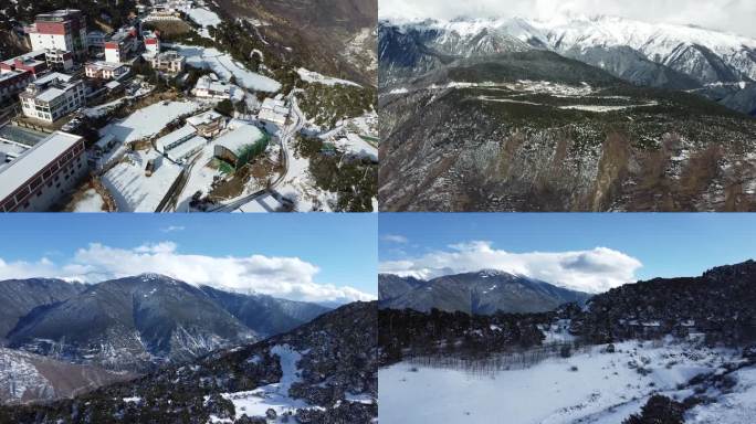 云南香格里拉梅里雪山飞来寺观景台航拍