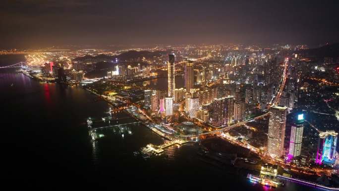 厦门第一高楼帝景苑夜景航拍