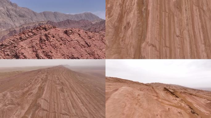 航拍新疆塔克拉玛干沙漠崎岖沙漠地带11