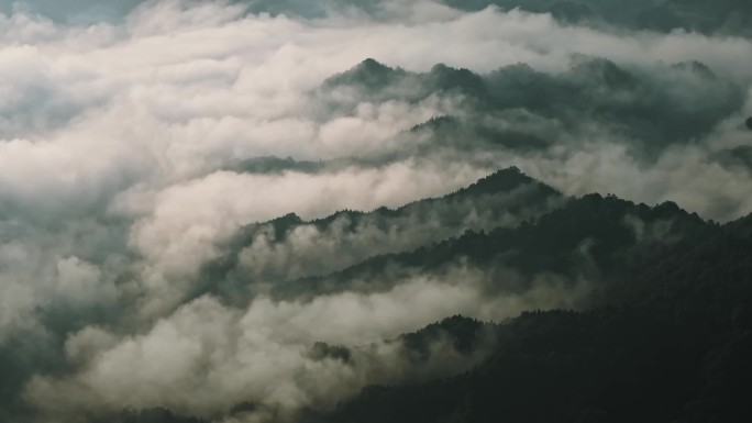 航拍大山大河壮丽山河森林云海