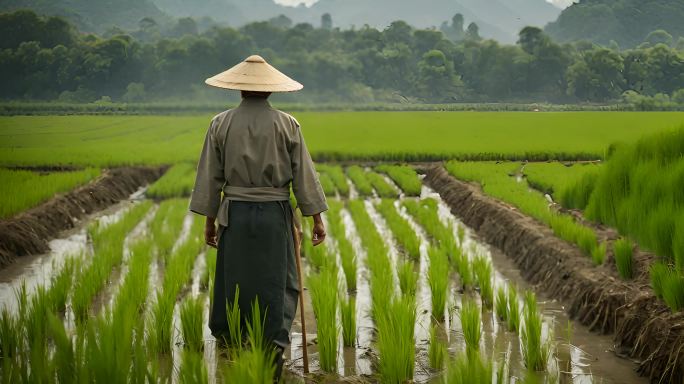 古代 农民 农耕 耕种 稻田