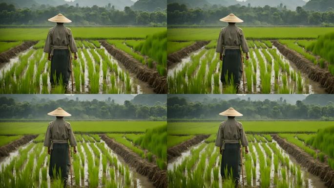 古代 农民 农耕 耕种 稻田